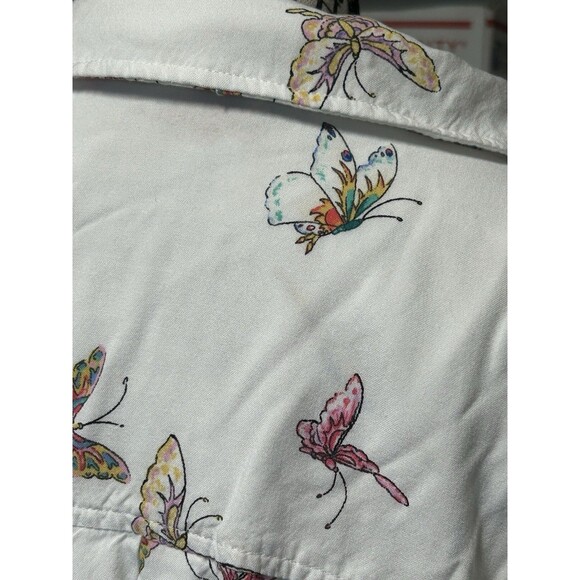 jane and delancey top White Summer Boho Soft Button Up Butterfly Collared Sz 3X - Picture 8 of 8